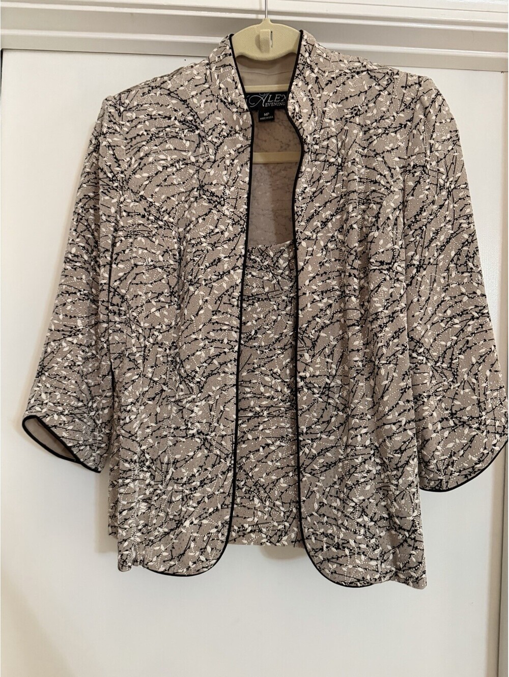 Alex Evenings Size MP Textured Mandarin Neck Glitter Knit 3/4 Sleeve Twinset